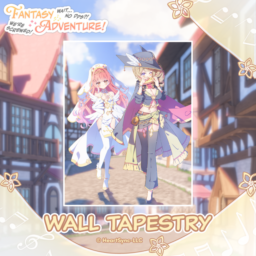 𝐹𝒶𝓃𝓉𝒶𝓈𝓎 𝒜𝒹𝓋𝑒𝓃𝓉𝓊𝓇𝑒: Wait, No DPS?! We’re Screwed! Duo Adventure Wall Tapestry [PRE-ORDER]